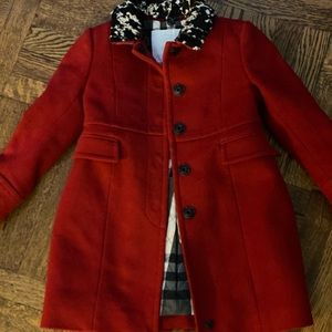 Red Burberry Wool Pea Coat